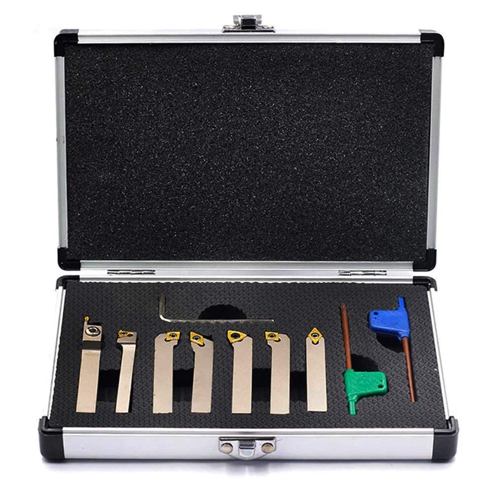 OSCARBIDE 1/4"Shank Nickel Plated Indexable Lathe Tool Holder Set 7 pcs
