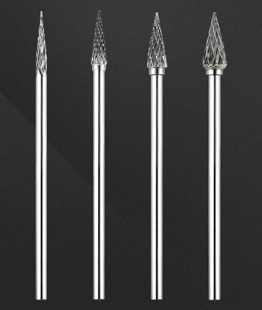Luo ke 4 Pcs Extended 1/8" Shank Cone Shape Carbide Burr