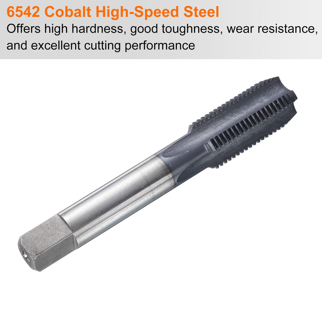 HARFINGTON 5/8"-16 UNS Thread Tap 6542 Cobalt High-Speed Steel TiCN Coated Plug Tap Right Hand Flat Head 4 Straight Flutes Screw Threading Hand Tap