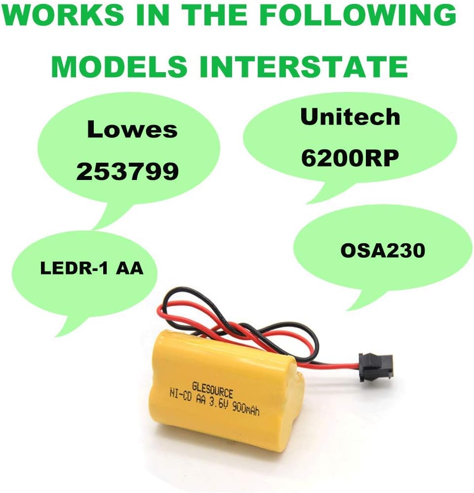 3.6V 900mAh Emergency/Exit Light Battery Compatible for Lithonia ELB B001 ELBB001 ELB-B001 Lithonia EU2C M6 LED Emergency Light Interstate ANIC1566 Unitech 0253799(2 Pack)