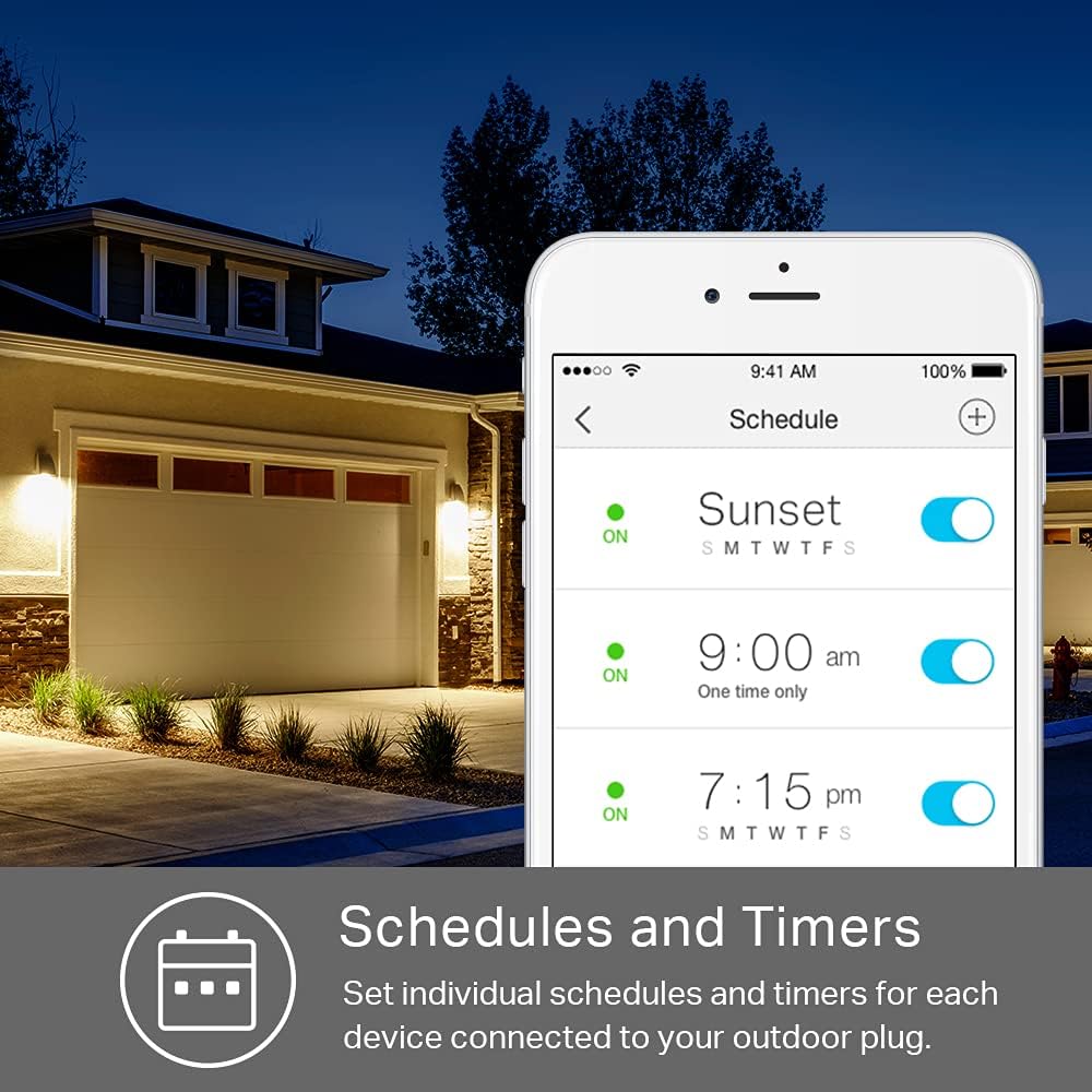 Kasa Outdoor Smart Plug KP401, Smart Home Wi-Fi Outlet Timer | 15A/1875W, IP64 Weather Resistance, Compatible with