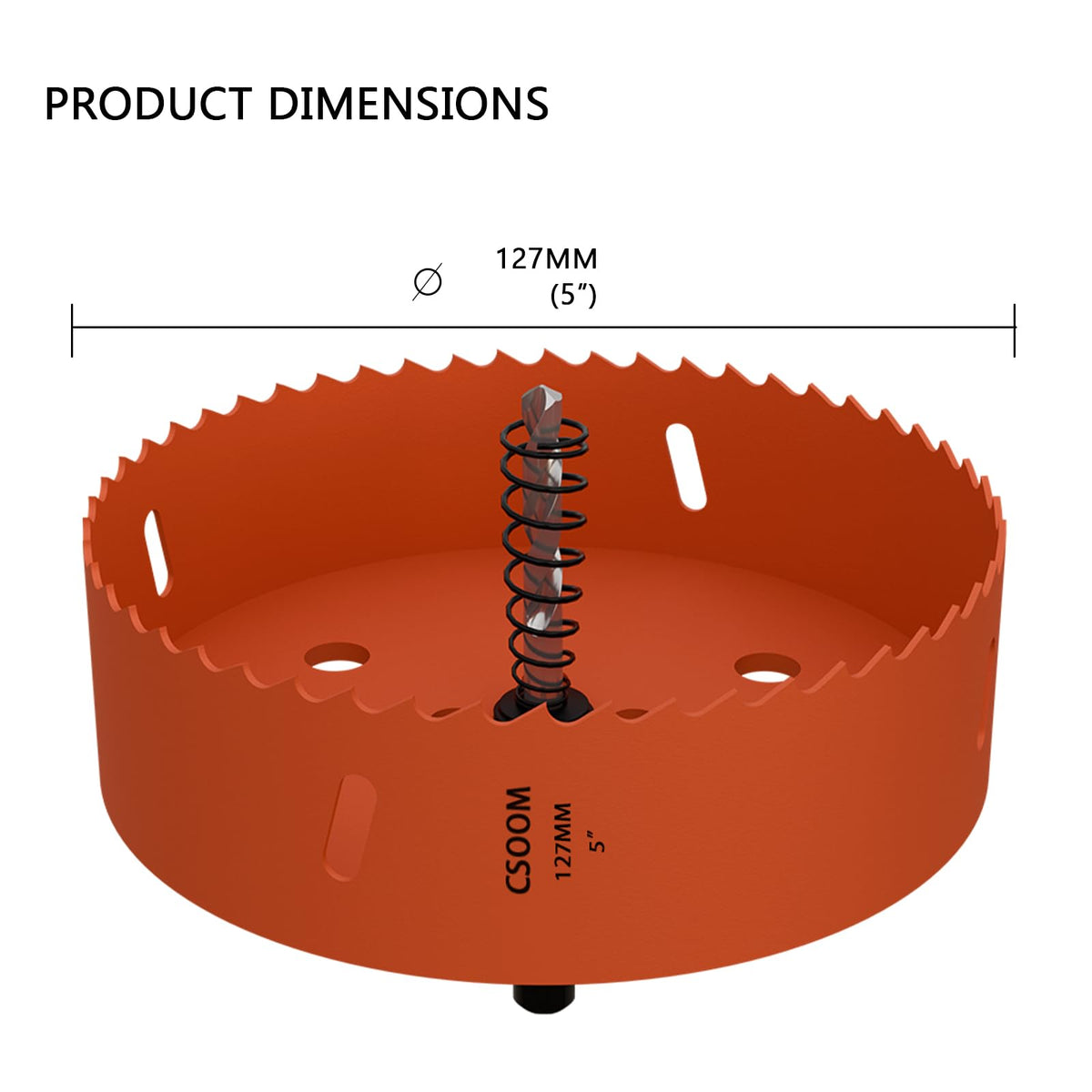 CSOOM 5" (127mm) Bi-Metal Hole Saw for Plastic, Wood, Plywood, Thin Steel and Thin Aluminum Sheets