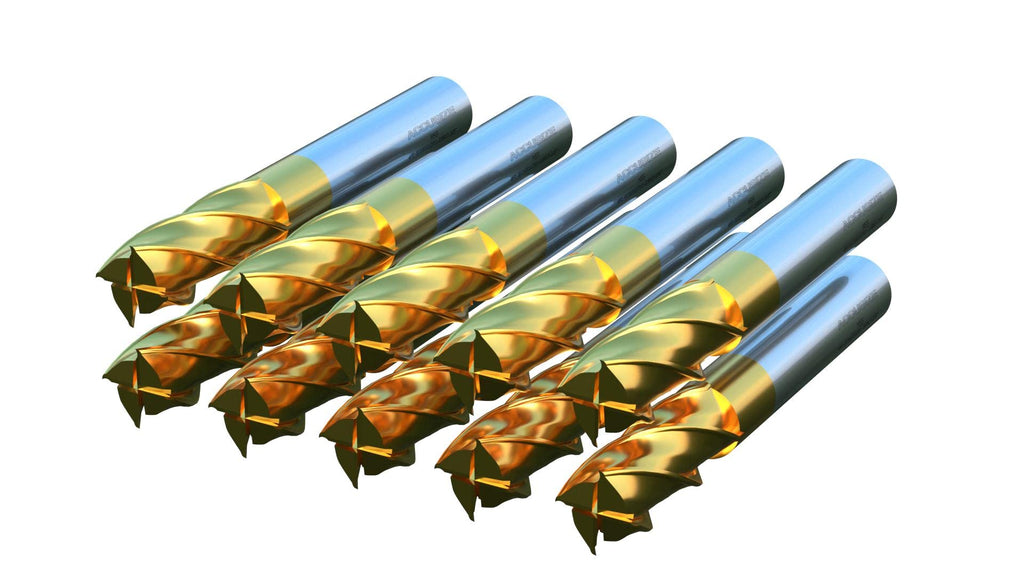 Accusize HSS TiN End Mill Set, 9/16 in Dia, 1/2 in Shank