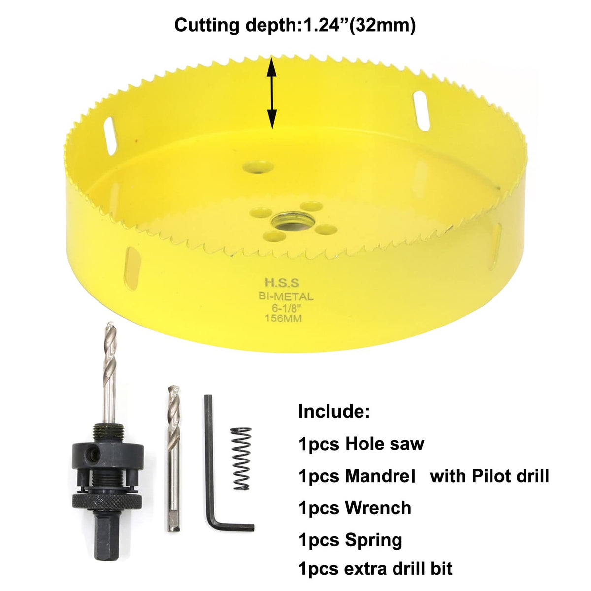 JIECHENG 6-1/8 Inch Hole Saw with Arbor for Recessed Lights, M42 Bi-Metal