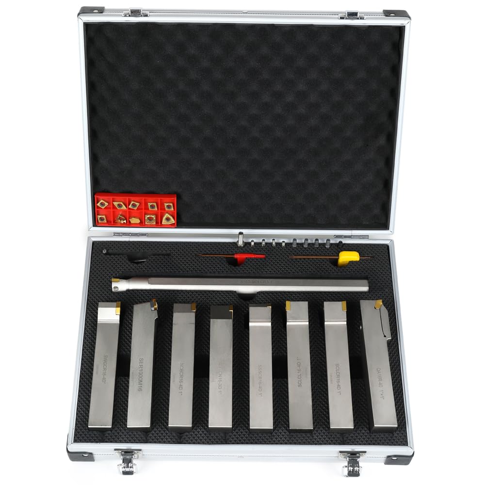 OSCARBIDE 9-Piece 1" Shank Indexable Lathe Tool & Boring Bar Set