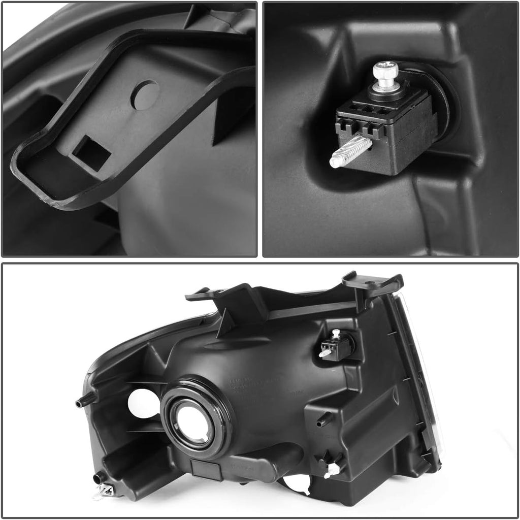 DNA MOTORING HL-OH-FEXP07-BK-AM Black Amber Headlights Compatible with 2007-2014 Expedition, Driver & Passenger Side