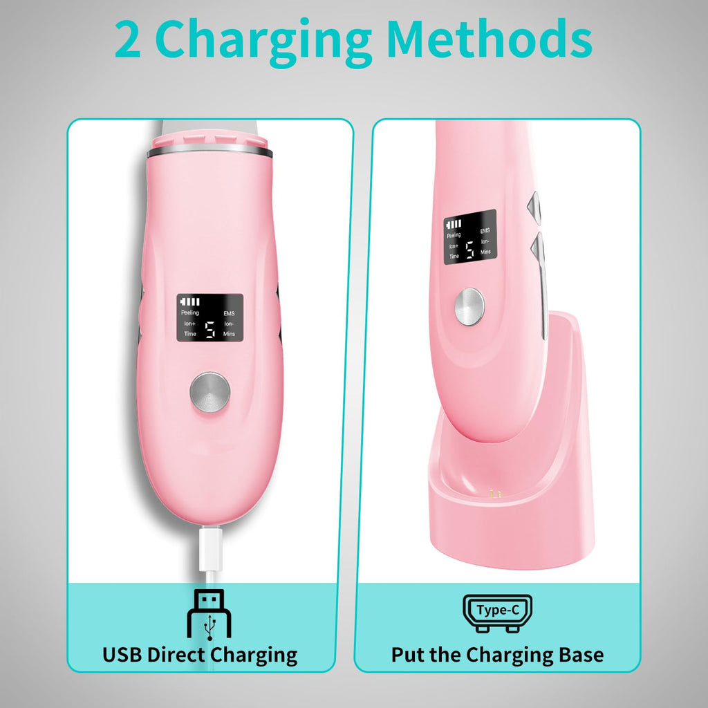 Face Scrubber Skin Spatula - Blackhead Remover Deep Cleansing Tool for Pore Extraction, 4-in-1 Fast Charging Dock