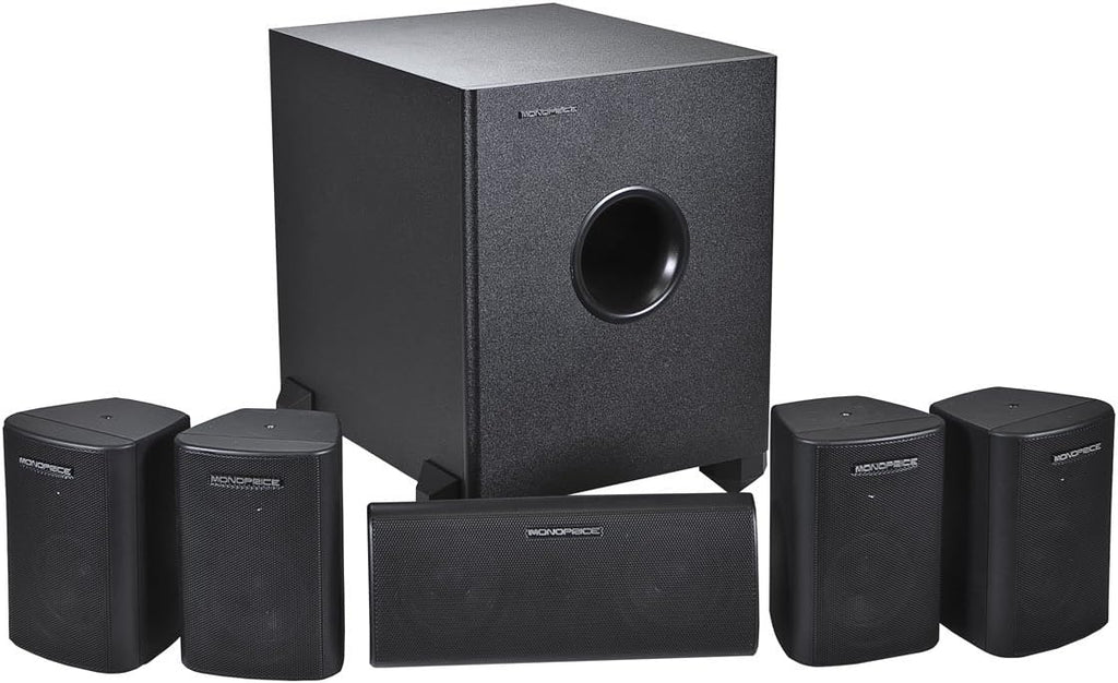 5.1 Channel Home Theater Satellite Speakers And Subwoofer - Black