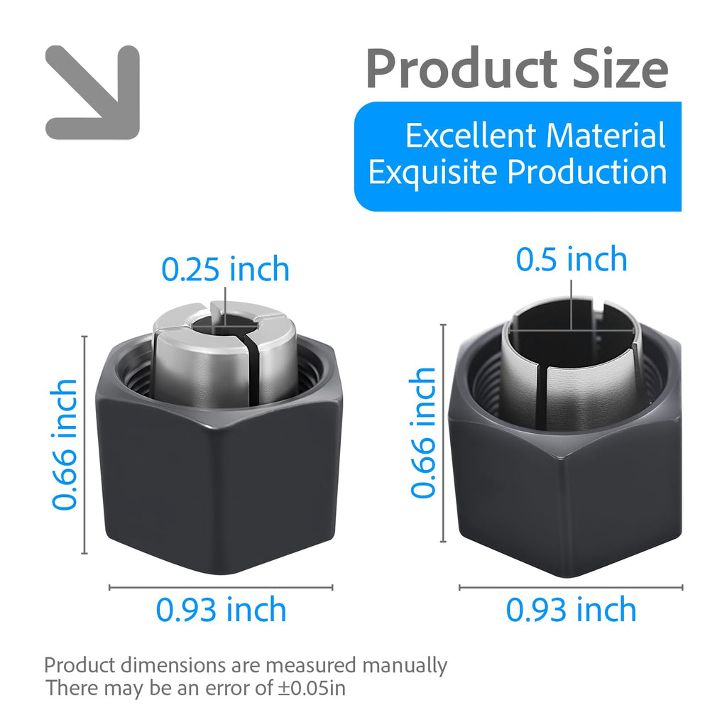 (1/2-inch) 12.7mm and（1/4-inch）6.35mm Collet Chuck and NutReplace
