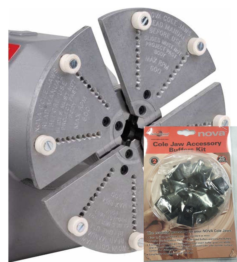 NOVA 6006 8" Cole Jaw Set For NOVA Wood Lathe Chucks Bundled With Accessory Buffer Kit (6030)