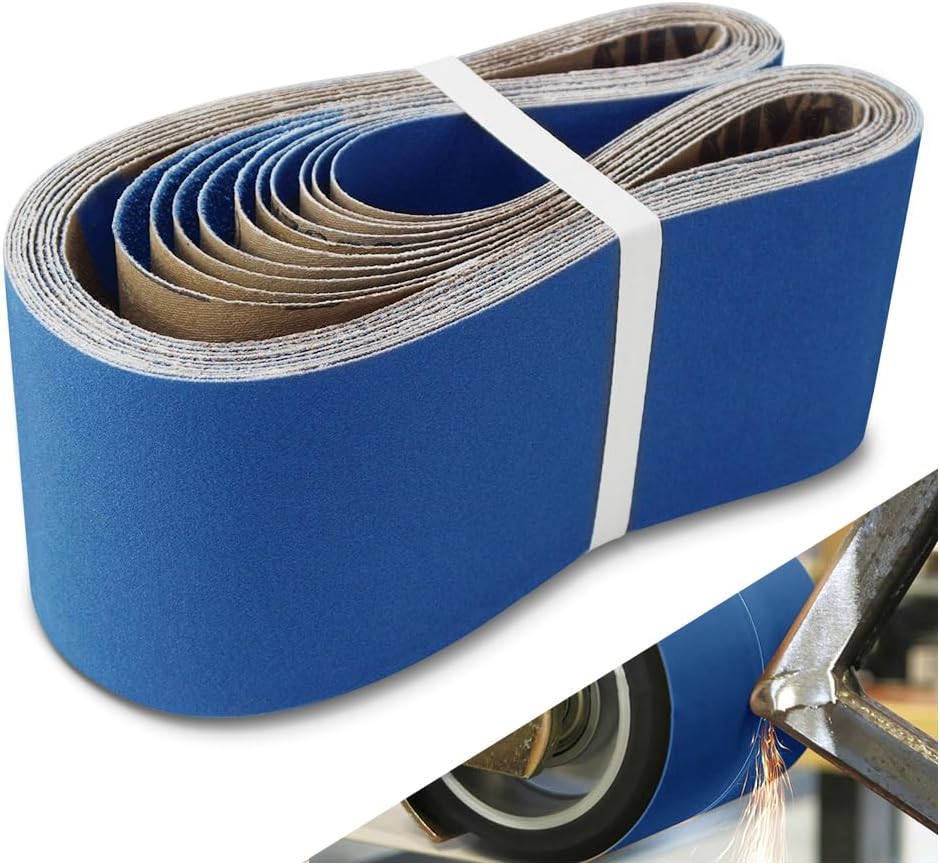4 x 36 Inch Sanding Belts, 10 Pcs Assorted Grits (40/60/80/120/240), Zirconia Sanding Belts for Metal Polishing, Woodworking, Derusting