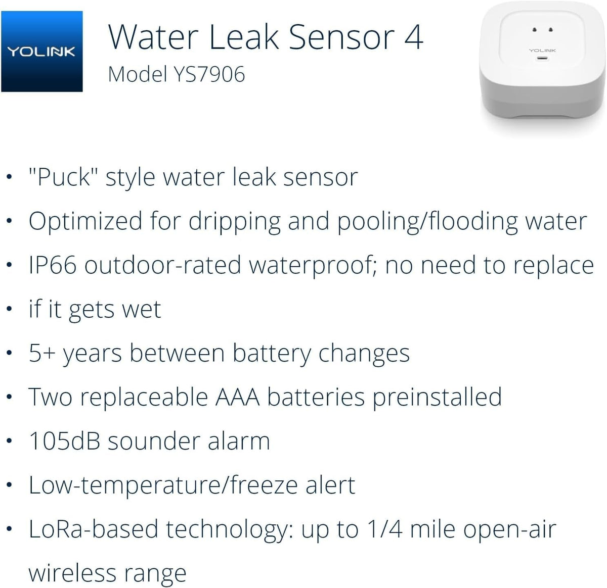 Smart Home Starter Kit: Hub & Water Leak Sensor 4 with 105dB Audio Alarm 3-Pack, SMS/Text, Email & Push