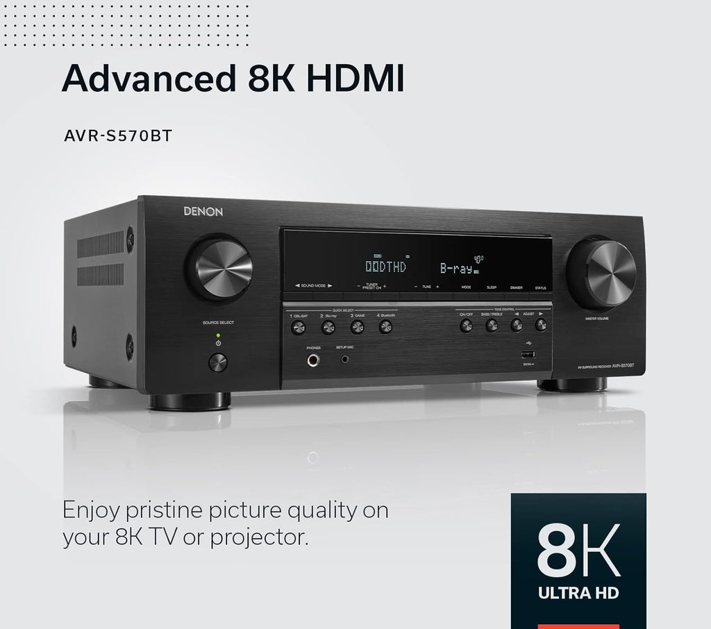 AVR-S570BT 5.2 Channel AV Receiver - 8K Ultra HD Audio & Video