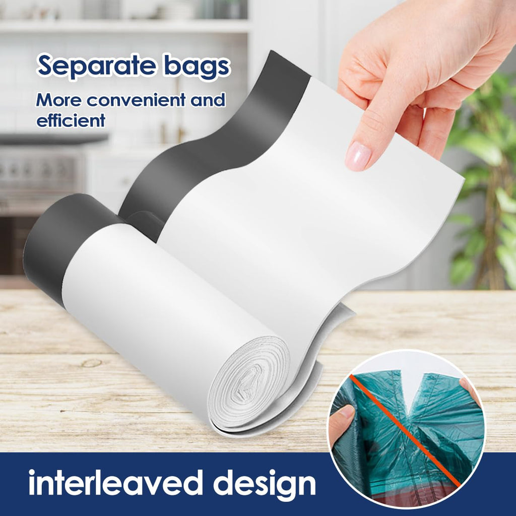 Medium 10 Gallon White Drawstring Trash Bags, 1.6Mil, 200 Count