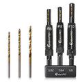 ColumPRO 3PCS Self Centering Drill Bit Set for Hinge Installation,Titanium Coated VIX Bits with Black Phosphate Finish,Woodworking Pilot Hole Drill Bits for Door,Window,and Cabinet (3/32",7/64",1/8")