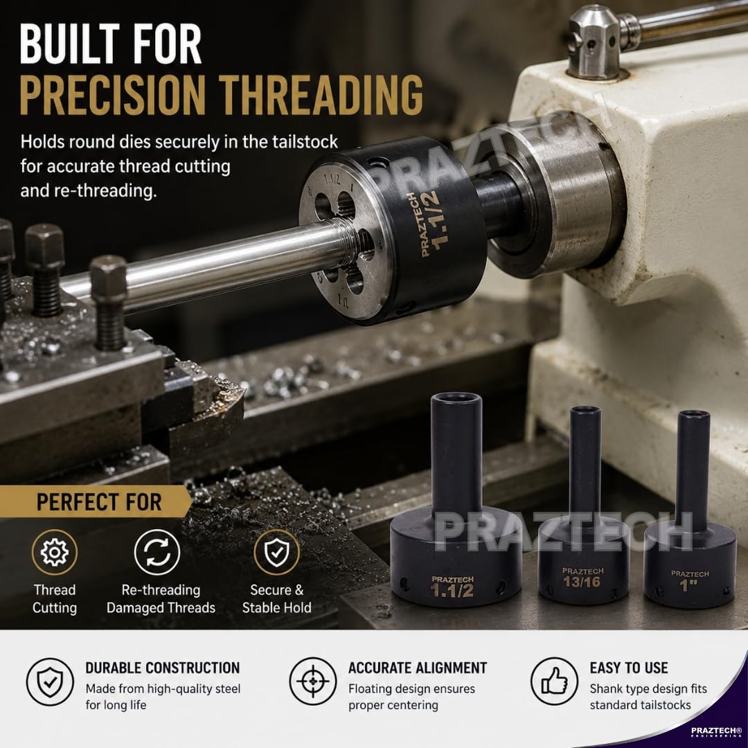 Tailstock Floating Round Die Holder 1-1/2" Die holder with 3/4" shank
