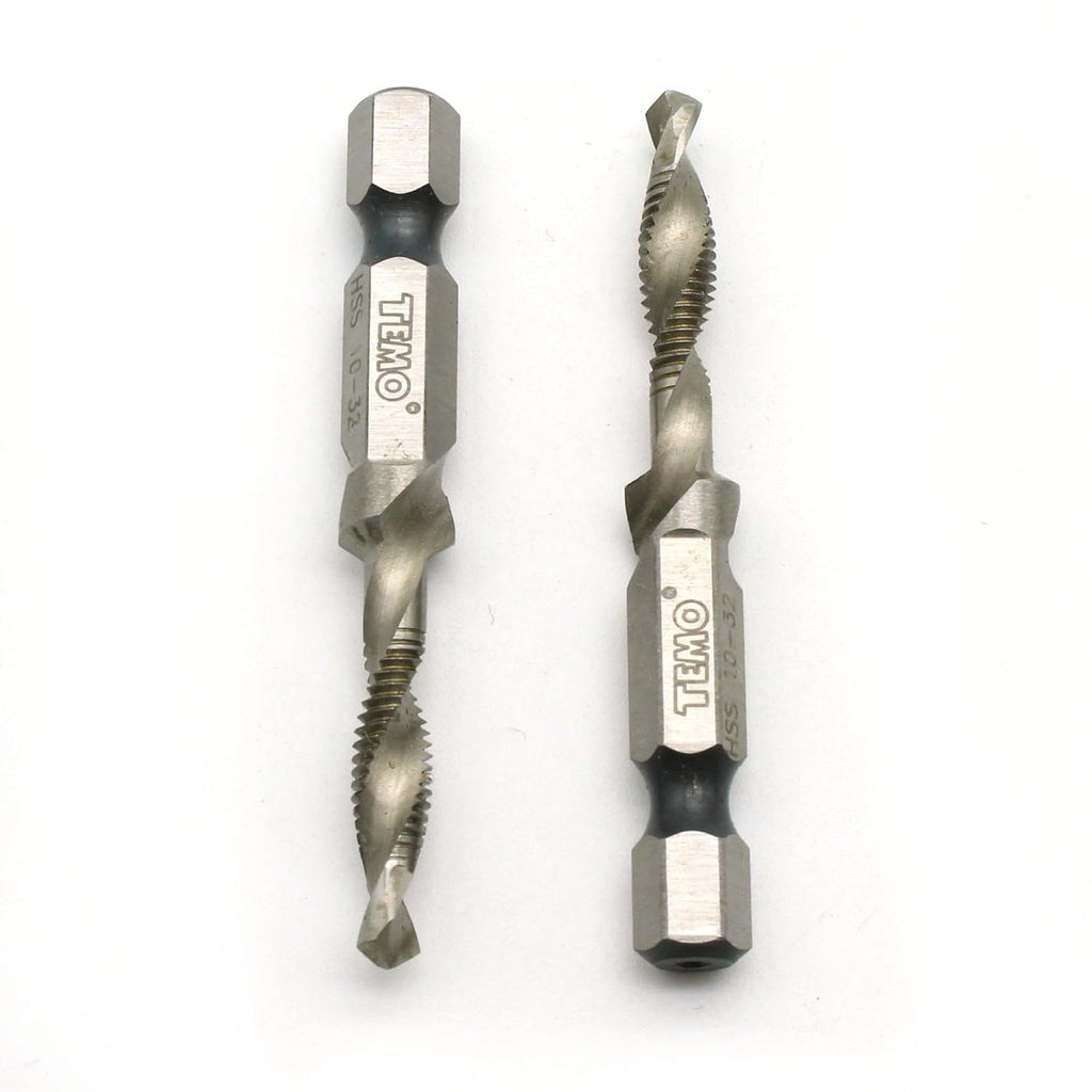 TEMO 2p M2 HSS 10-32 Combination Drill and Tap Deburr Countersink Hex Bit