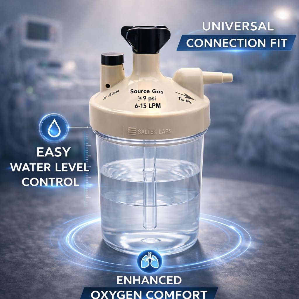 High Flow Oxygen Humidifier Bottle for Oxygen Concentrators (1 Pack)