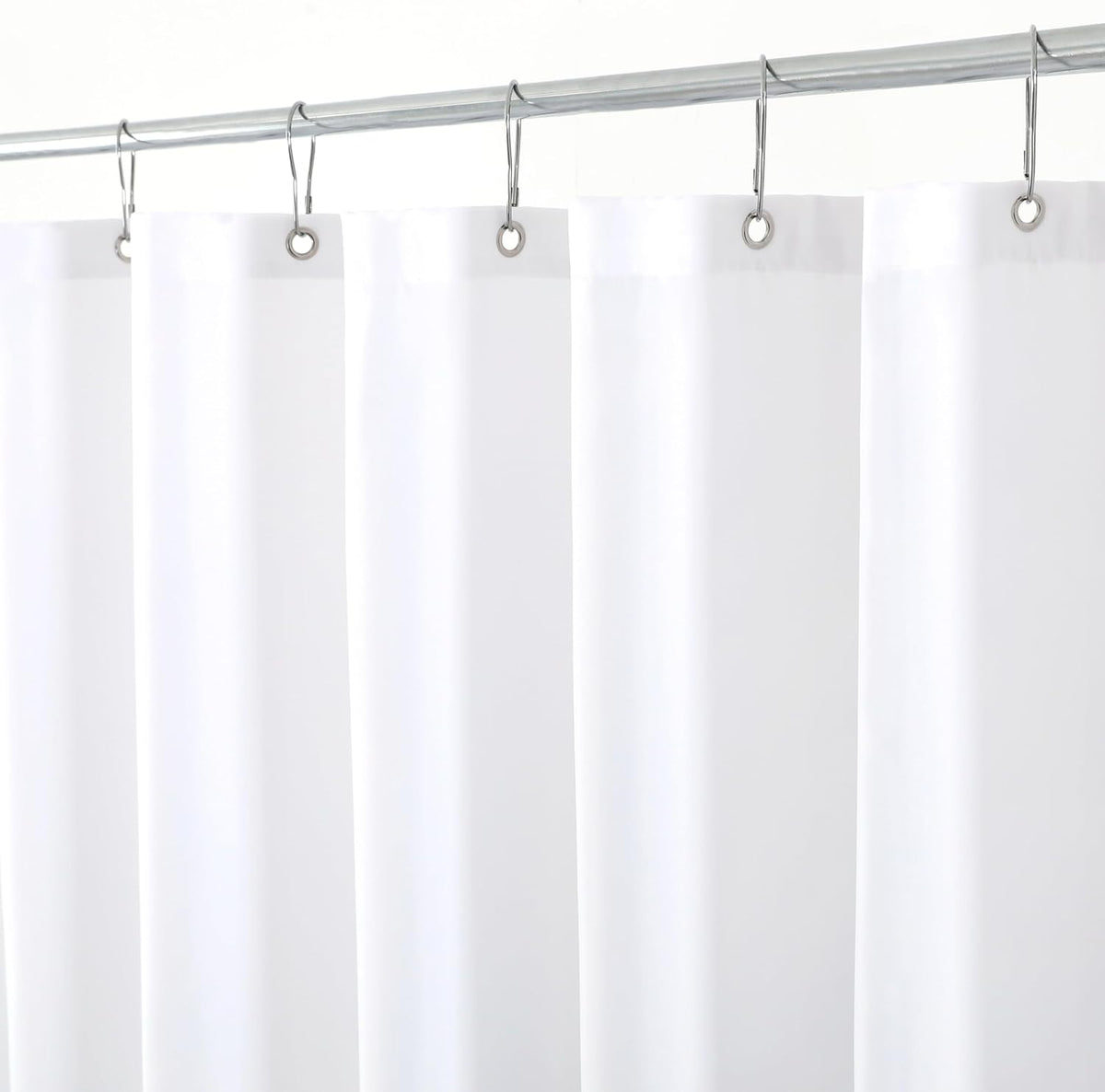 Hotel Quality Fabric Shower Curtain Liners 72" X 72", White Water Resistant Bathroom Curtains Rust Resistant Grommets