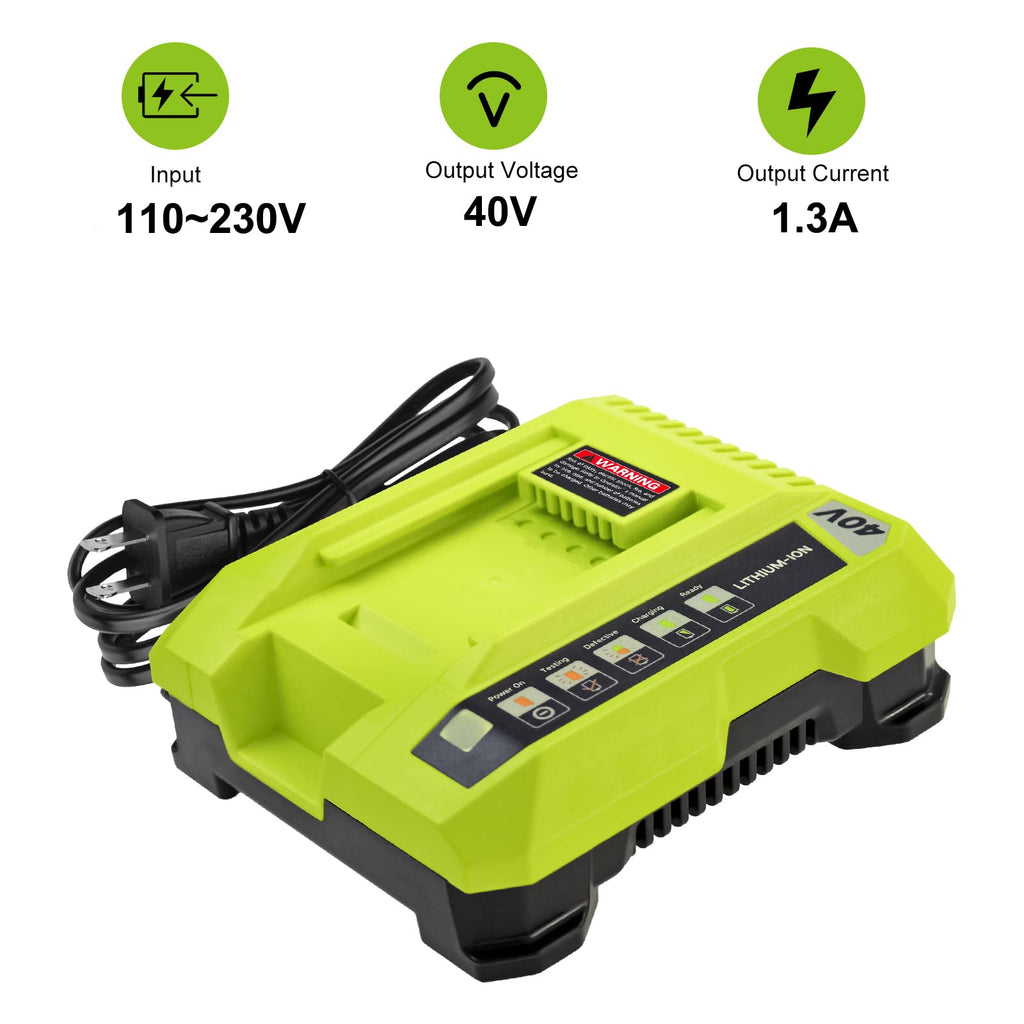 7500mAh 2 Pack Replacement for Ryobi 40V Battery OP4075A and Charger(Green)
