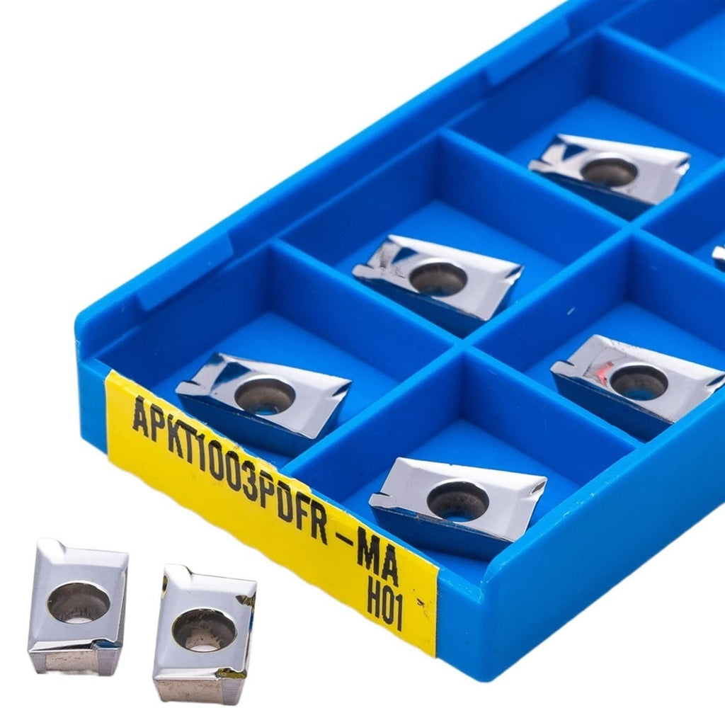 Indexable Lathe Carbide Insert 10PCS APKT1003 MA H01 Hardness Carbide Blade Aluminum Milling Cutter CNC Machine Insert Lathe Metal Turning Tool