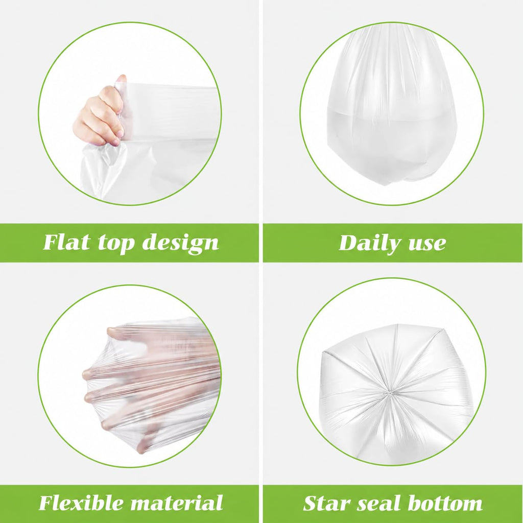 Small Clear Trash Bags 3 Gallon 300 Count Unscented Garbage Bags
