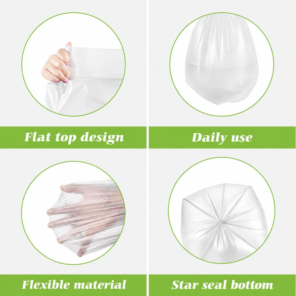 Small Clear Trash Bags 3 Gallon 300 Count Unscented Garbage Bags