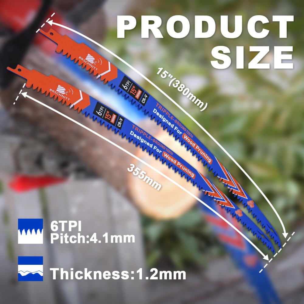 BRSCHNITT Arc Edge Reciprocating Saw Blades 15inch 6TPI for Pruning 3pcs