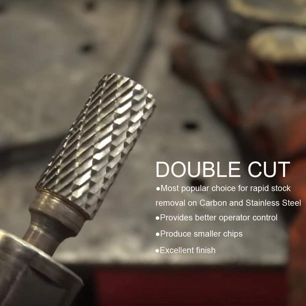 KOTVTM Carbide Burr Set 1/4" Shank SA-3 Die Grinder Bits Tungsten Double Cut Burr Bits (3/8" Cutter Dia X 0.86" Cutter Length) for Die Grinder Kits Metal Grinding Drilling Polishing (1pcs)