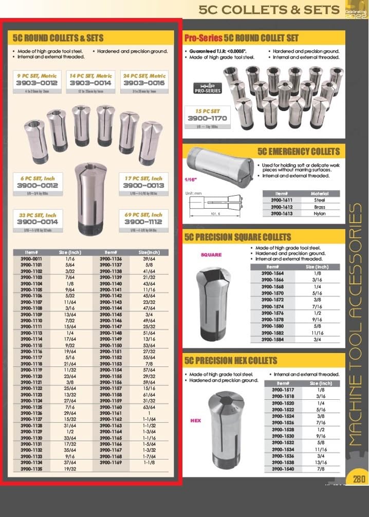 HHIP 3900-1166 5C Round Collet, 1-5/64"