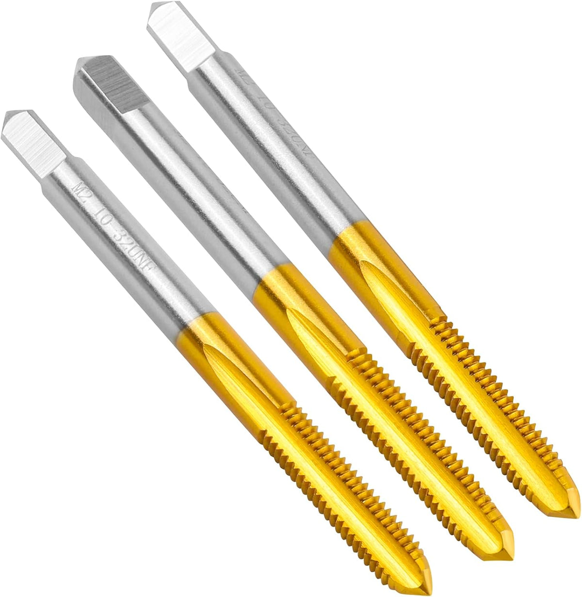 3Pcs 10-32 UNF Thread Tap for Metal,Taper+Plug+Bottom Threading Hand Tap