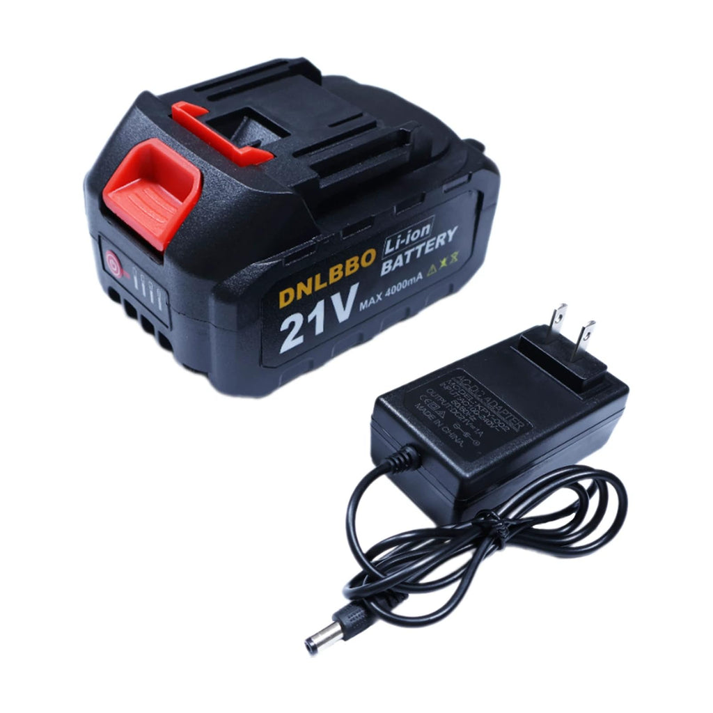 Mini Chainsaw Battery, 21v Lithium Battery - 4.0 Ah Battery with Electric Quantity Display, Include Charger Adapter