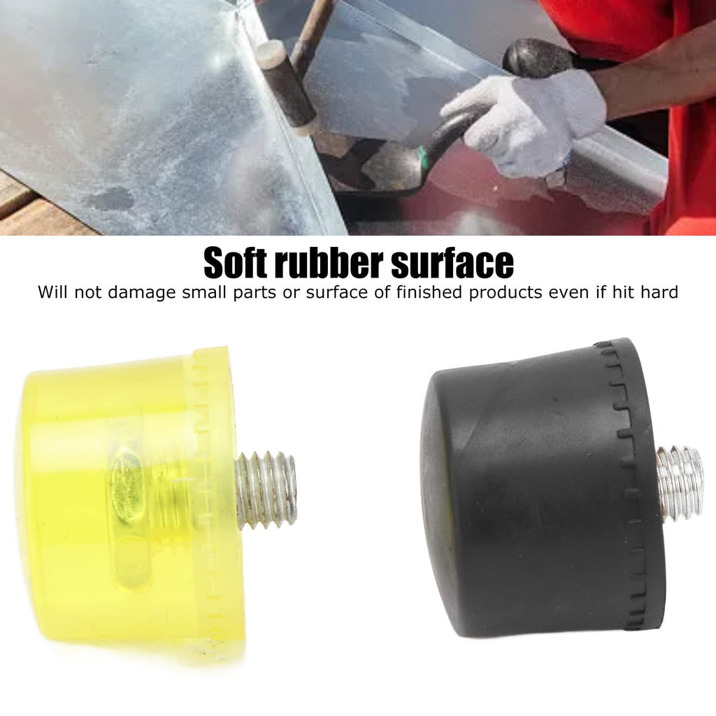 Rubber Hammer Replacement Heads, Durable M8x1 Thread Striking Face Tips for Workshop DIY Rubber Yellow Black 35mm 4 Pack