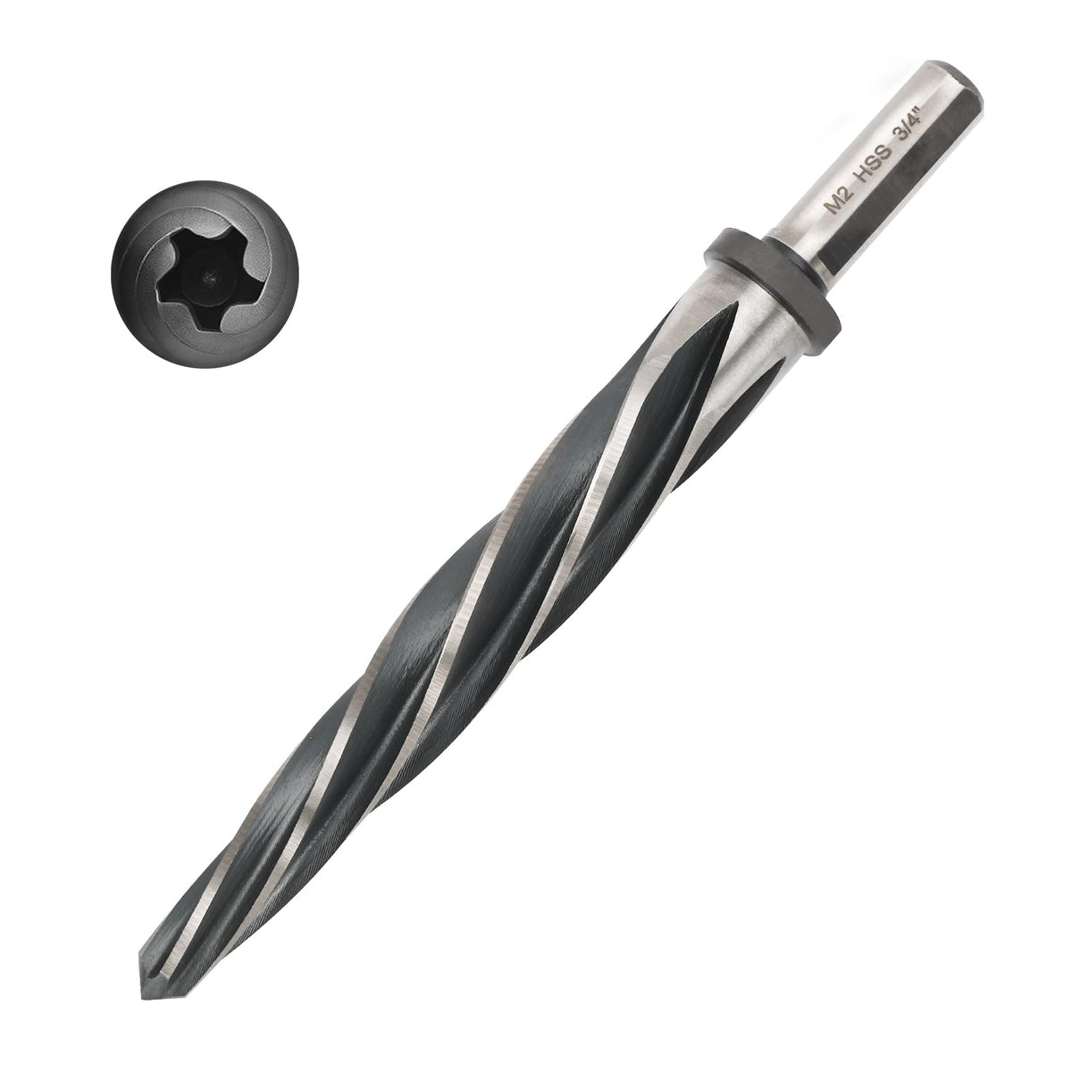 3/4 in Bridge Reamer for Metal, M2 HSS, 5-Flute, 1/2 in 3-Flat Shank