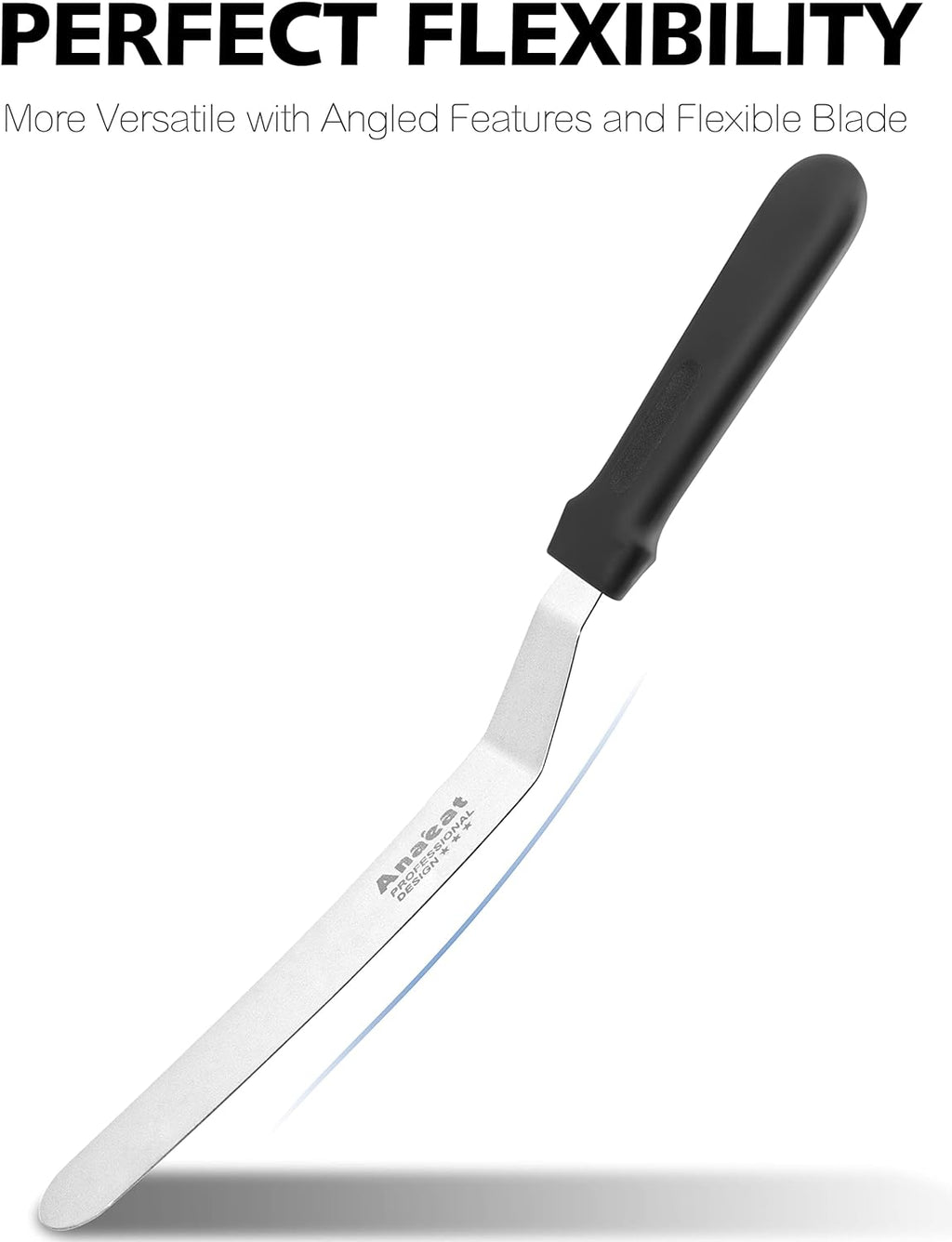 Icing Spatulas, Set of 3 Professional Cake Angled Offset Spatula with 6", 8", 10" Stainless Steel Blades - Thickened