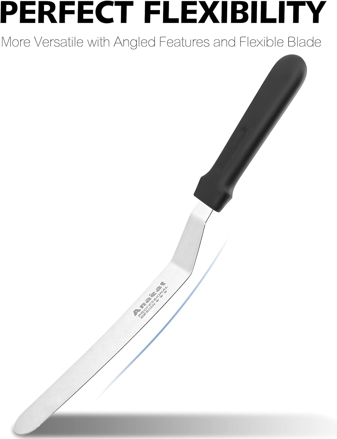 Icing Spatulas, Set of 3 Professional Cake Angled Offset Spatula with 6", 8", 10" Stainless Steel Blades - Thickened