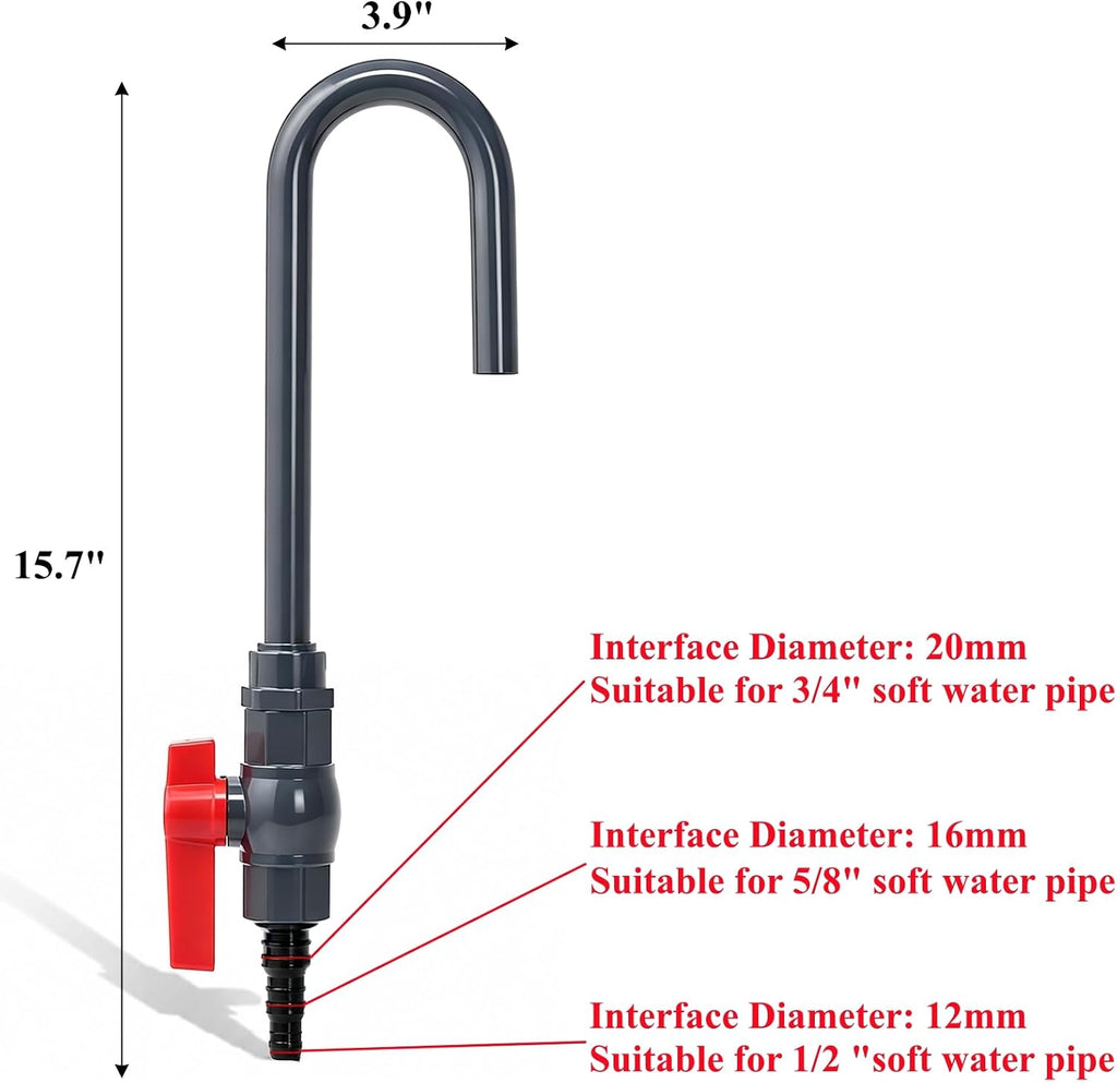Aquarium Water Changer, PVC Fish Tank Water Filler with Flow Switch