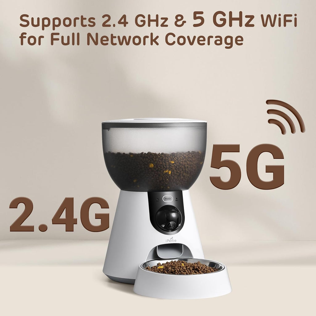 F4-C Smart Automatic Pet Feeder with 160° Wide-Angle Camera, 5G WiFi Connectivity, 2K HD, Motion & Sound Detection