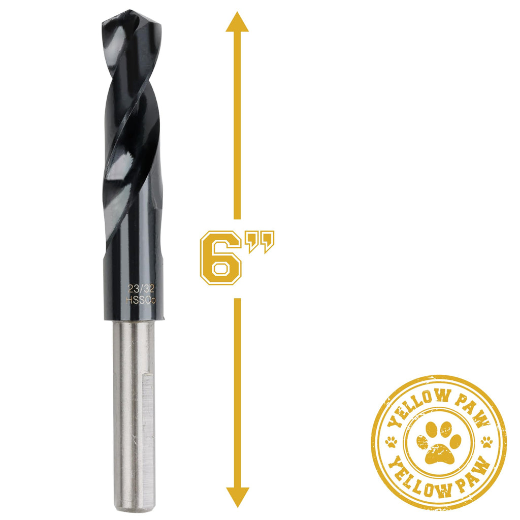 23/32 Inch Drill Bit for Metal - Industrial Grade M35 Cobalt Titanium Aluminum Nitrite - 23/32" Diameter & Total Length of 6" with Working Length of 3" Easily Drill Into Metal, Steel, & Aluminum