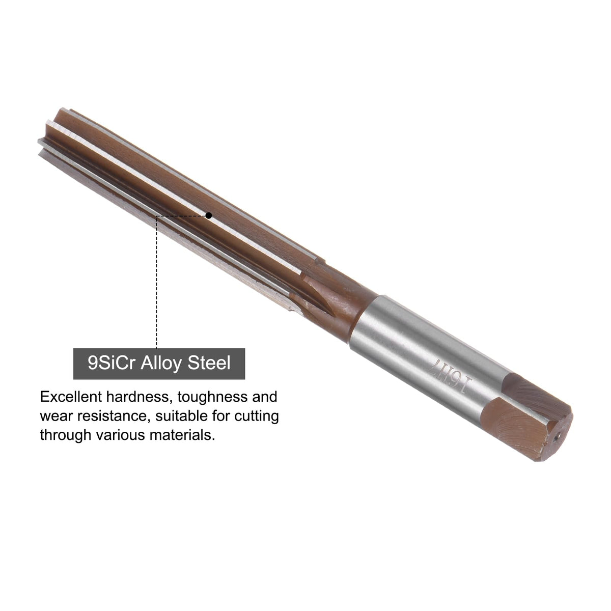 uxcell Hand Reamer 16mm H7 Metric Reamer Drill Bit for Metal Wood Hole Reaming, Straight Flutes 9SiCr Alloy Steel Cutting Tool