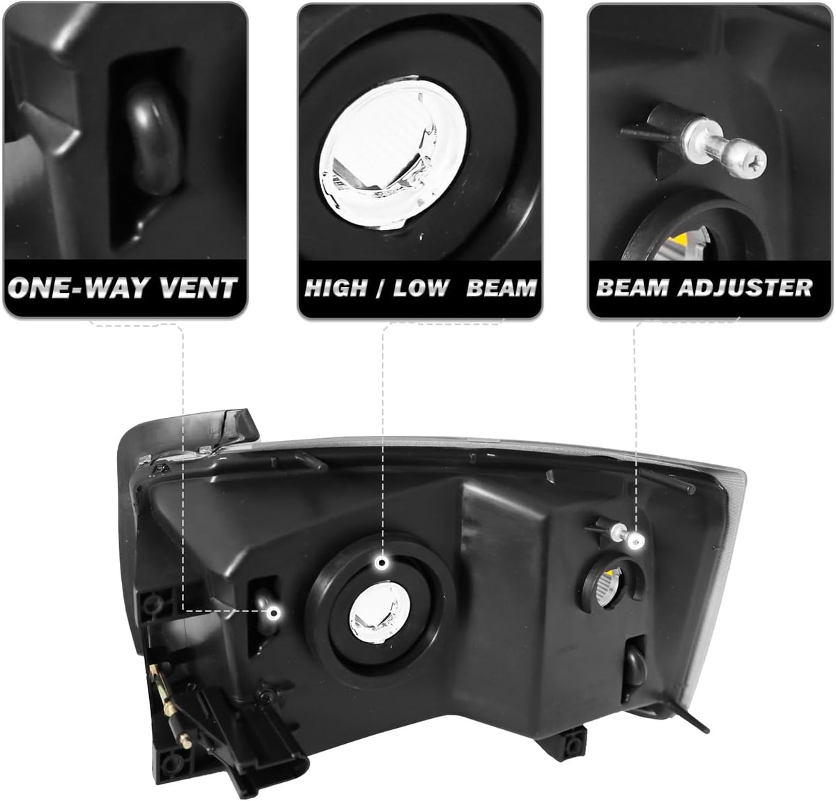 SOCKIR Halogen Headlight Assembly Fit for 2005-2007 Dodge Dakota