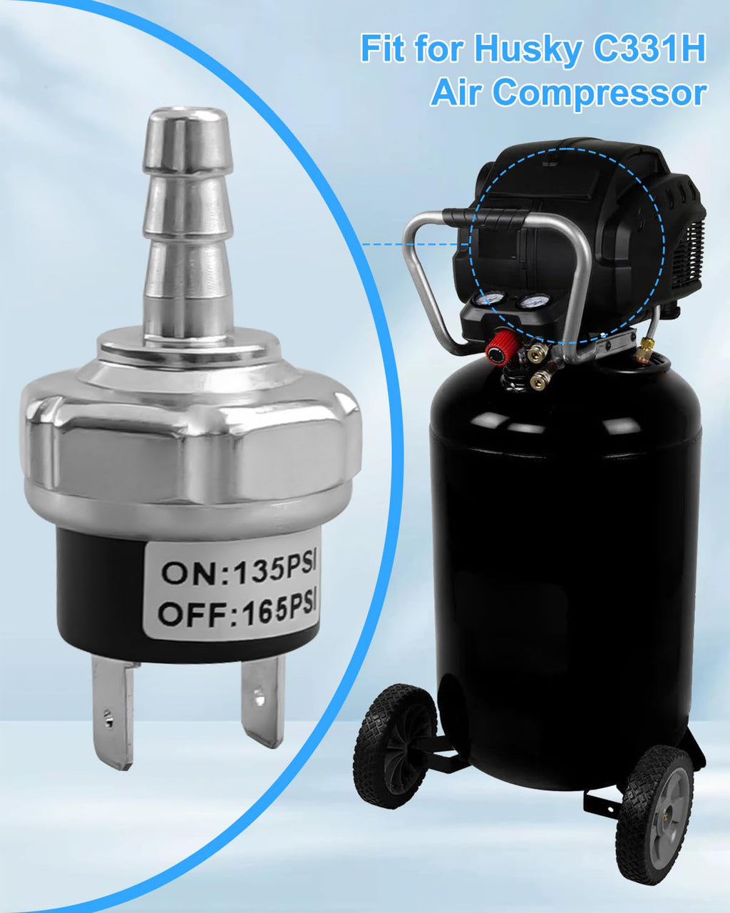 Air Compressor Pressure Switch Fit for Husky C331H Replace E106635