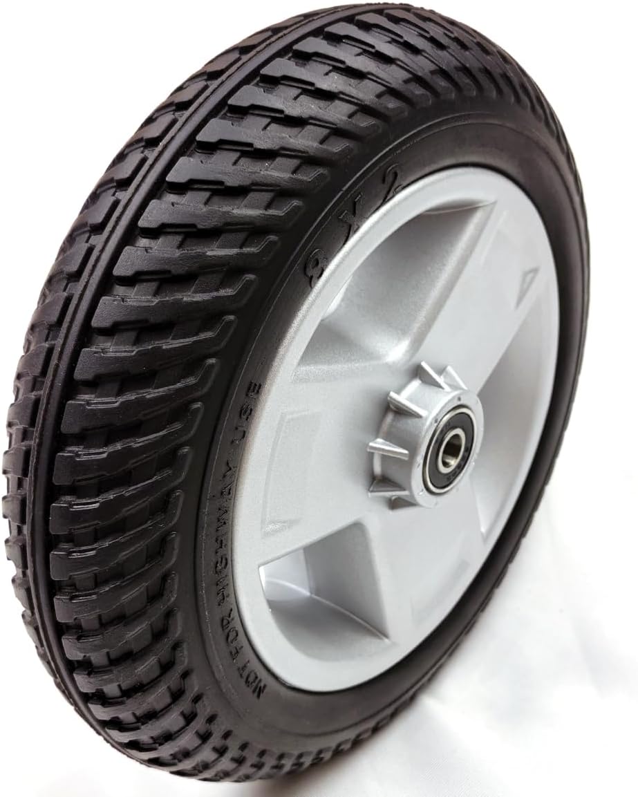 Mobility scooter replacement wheel,8"x2" (200x50) Flat-Free Front Wheel Tri-Spoke Rim for Go-Go & Pride 3-Wheel Travel Mobility Scooters (WHLASMB1872),W/bearing,Silver+Black,1Ea