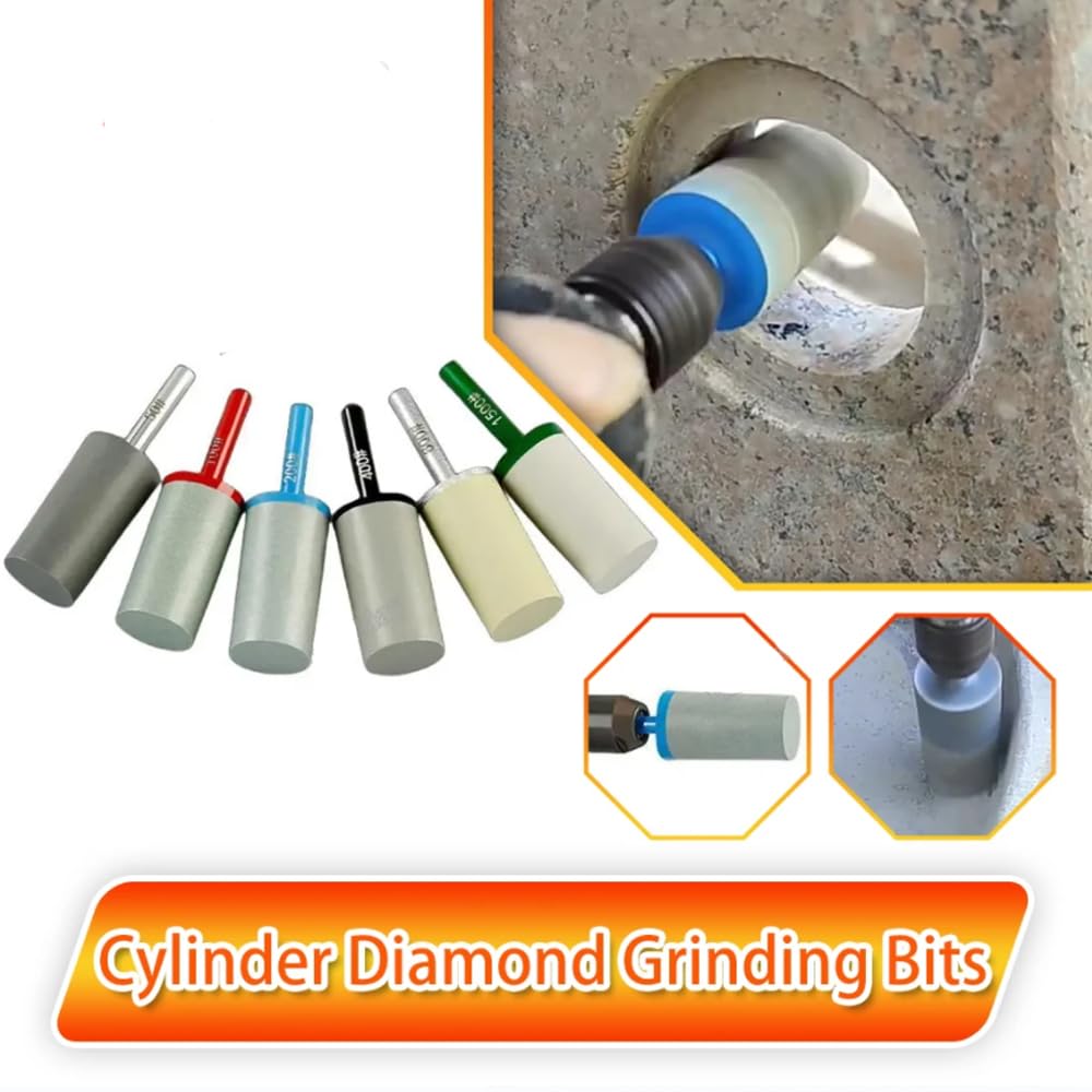 Cylinder Diamond Grinding Bits 50-1500 Grit with 6mm Shank Resin Diamond Grinding Burrs Heads Rotary Tool (800 Grit)