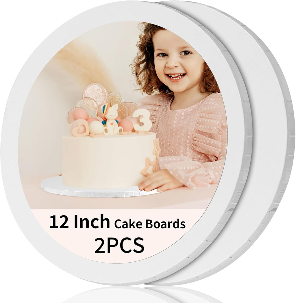 Cake Drums 12 Inch, 2 Pcs Sturdy 1/2 Inch Cake Base Cake Boards
