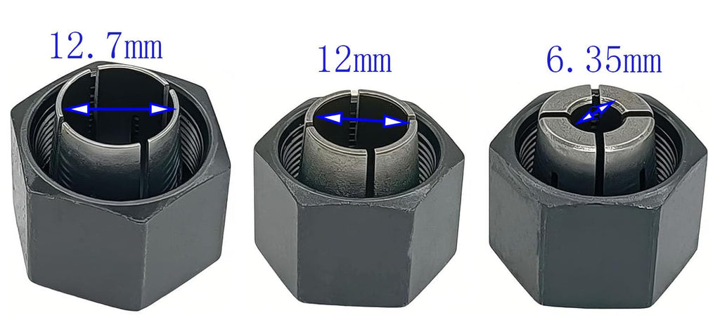 1/4",1/2",12mm Router Collet And Nut Set For Dewalt DW6214 DW618