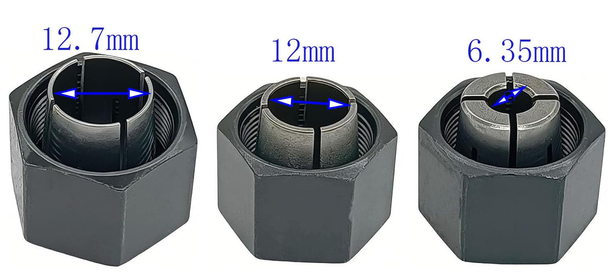 1/4",1/2",12mm Router Collet And Nut Set For Dewalt DW6214 DW618
