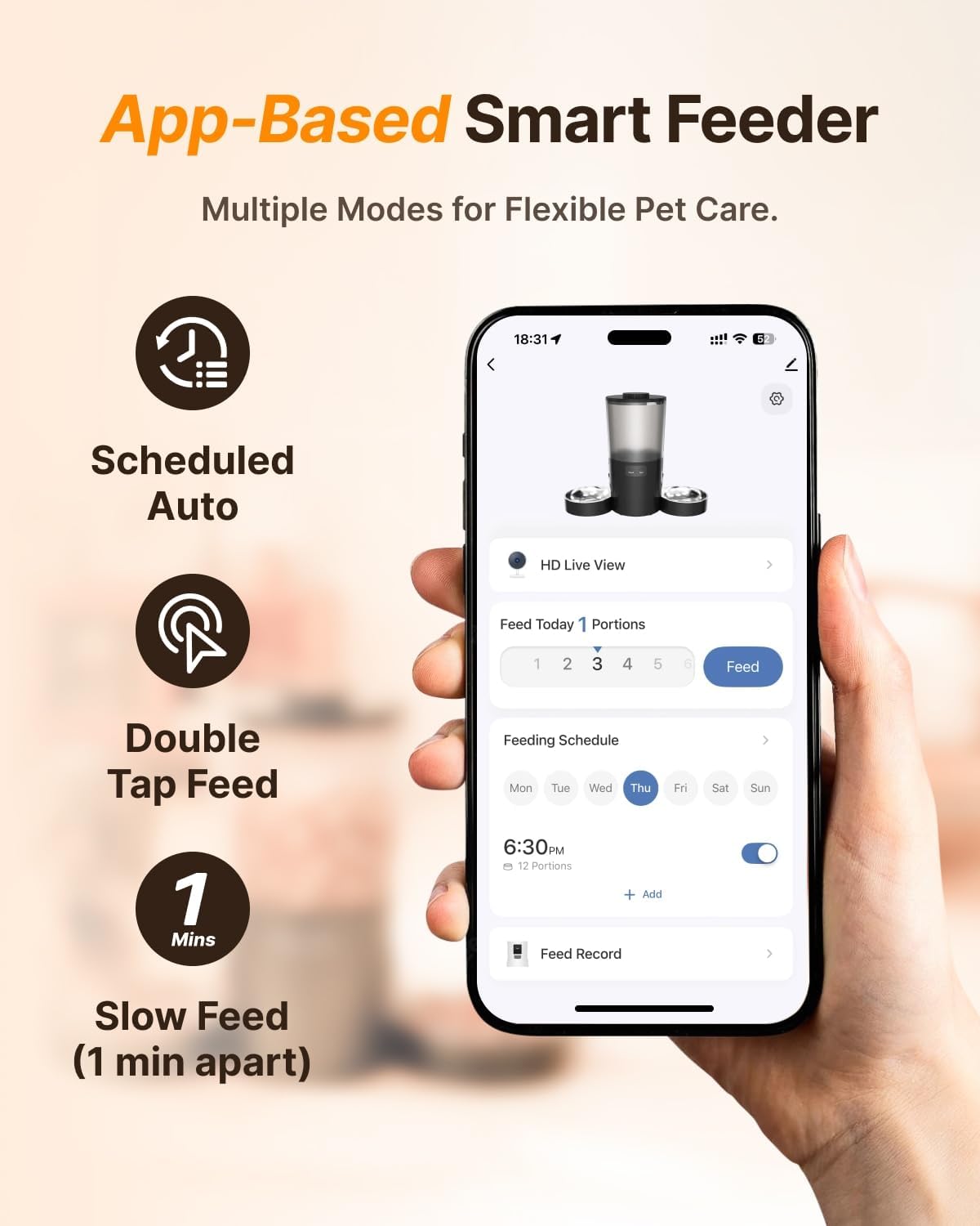 Dual-Camera Automatic Pet Feeder with 2 Bowls, 6L Smart Feeder for 2 Cats | 2K HD Video, App Control, Slow Feed Mode