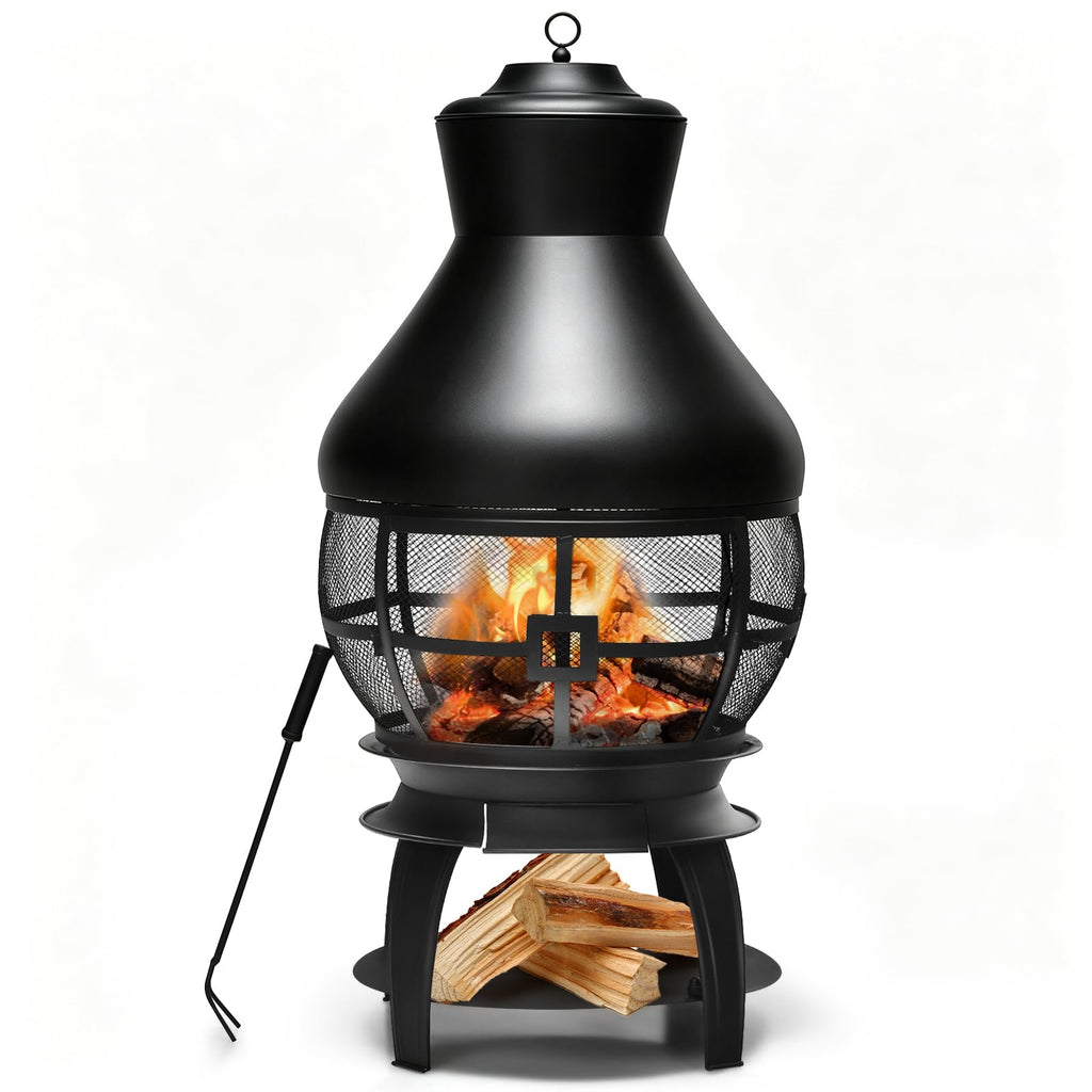 Wood Burning Chiminea, Heavy Duty Fireplace Chiminea for Patio