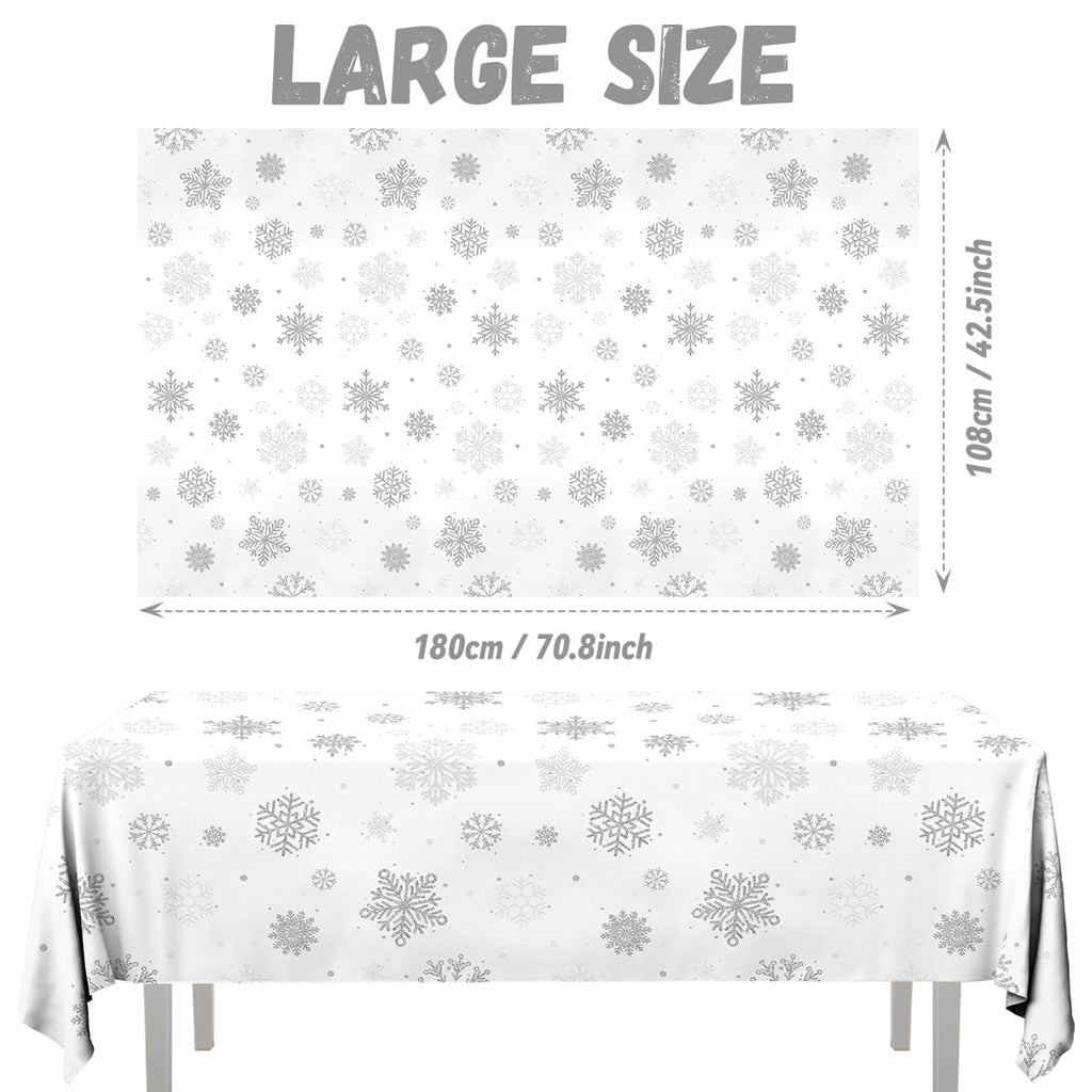 3pcs Snowflake Winter Tablecloth Party Decoration Winter Snowflake Silver Gray Wonderland Theme Table Cover